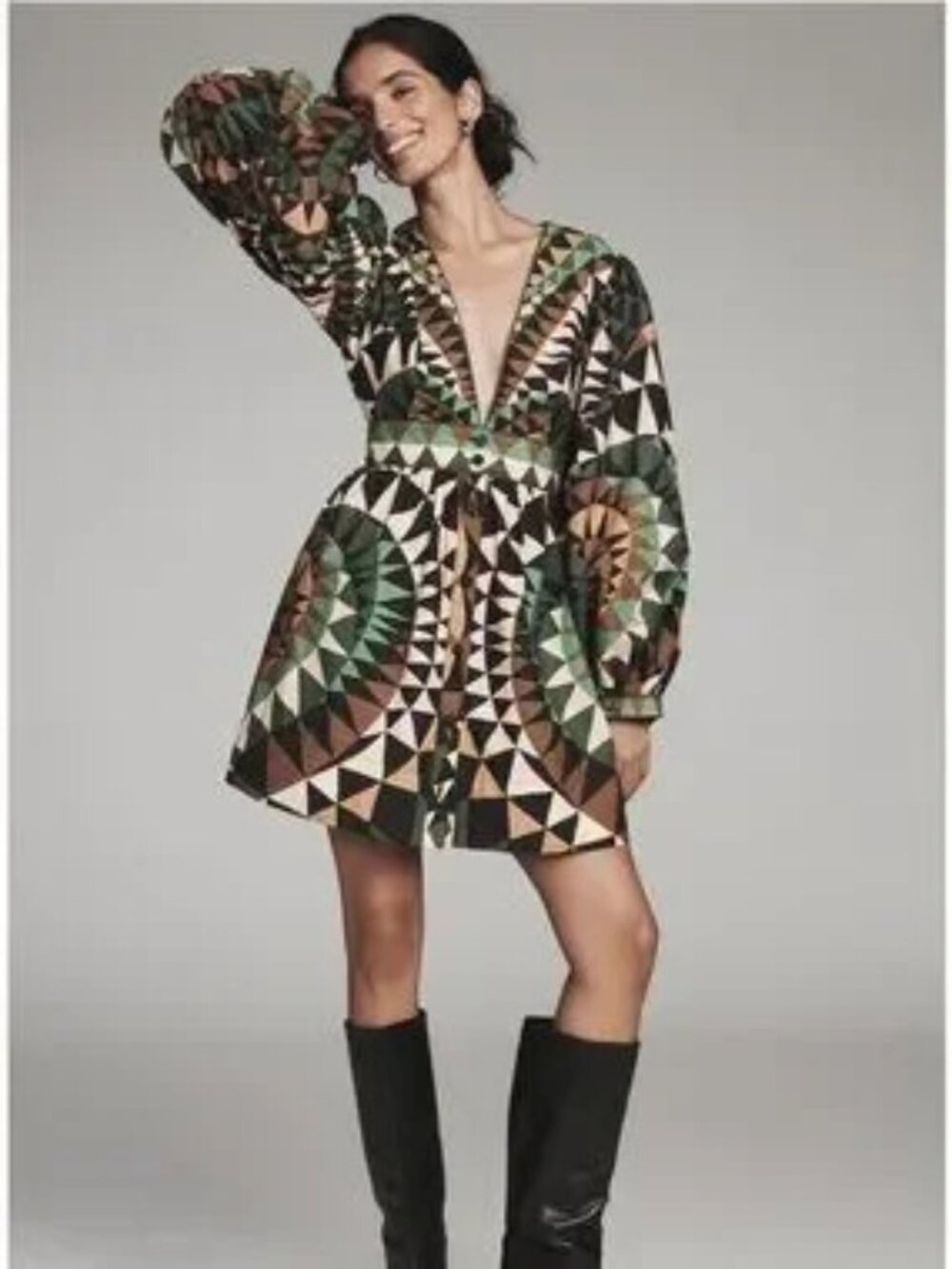 NWT FARM Rio Long-Sleeve Deco Mini Dress